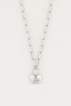 My Jewellery Colier din otel inoxidabil tip lant cu pandantiv lacat, Argintiu Femei