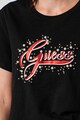 GUESS JEANS Тениска с лого, мъниста и декоративни камъни Жени