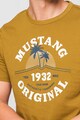 Mustang Тениска Alex с овално деколте и контрастно лого Мъже