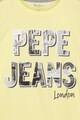 Pepe Jeans London Tricou cu decolteu la baza gatului si imprimeu logo Baieti