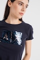 ARMANI EXCHANGE Szűk fazonú póló kétoldalú flitterekkel női