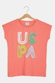 U.S. Polo Assn. Тениска на лога с паднали ръкави Момичета