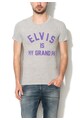 Eleven paris Tricou gri deschis melange cu imprimeu text Falvis Barbati