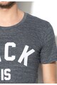 Eleven paris Tricou bleumarin melange cu imprimeu text Famick Barbati