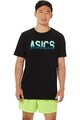 Asics Tricou cu decolteu la baza gatului si imprimeu logo contrastant, pentru antrenament Barbati