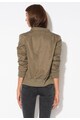 Zee Lane Denim Jacheta bomber verde militar cu albastru cu gluga detasabila Femei