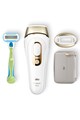 Braun Epilator IPL  Silk-expert PRO 5 PL5054 Senzor automat & continuu Skin pro 2.0, 400.000 impulsuri, 10 niveluri de intensitate, 125 de impulsuri pe minut, Trusa de voiaj, Aparat de ras Venus, Alb/Auriu Femei