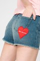 Love Moschino Pantaloni scurti de denim cu aspect decolorat si margini nefinisate Femei