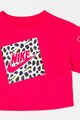 Nike Tricou crop cu animal print si logo Fete