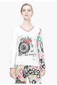 Desigual living Bluza de casa alba cu imprimeu Rombos Femei