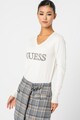 GUESS JEANS Пуловер с шпиц и декоративни камъни Жени