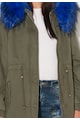 Zee Lane Denim Jacheta parka verde militar cu garnitura de blana sintetica Femei