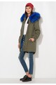 Zee Lane Denim Jacheta parka verde militar cu garnitura de blana sintetica Femei