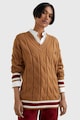 Tommy Hilfiger Pulover relaxed fit cu model torsade Femei