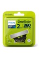 Philips Rezerva OneBlade 360, QP420/50, otel inoxidabil, umed si uscat, kit 2 lame,compatibil orice model  OneBlade si OneBladePro, Verde Femei