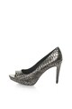 CALVIN KLEIN Pantofi negru cu argintiu de piele cu model sarpe Pollina Femei