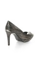 CALVIN KLEIN Pantofi negru cu argintiu de piele cu model sarpe Pollina Femei
