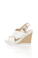 CALVIN KLEIN JEANS Sandale wedge albe din jacquard Elaine Femei