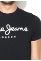 Pepe Jeans London Черна вталена тениска с щампа Мъже