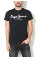 Pepe Jeans London Черна вталена тениска с щампа Мъже