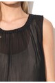 Cream Top negru transparent cu pliuri Rita Femei