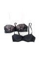 Zee Lane Set de sutiene balconette negru cu roz pal Simona - 2 piese Femei