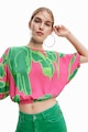 DESIGUAL Bluza crop cu imprimeu tropical Femei
