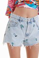 DESIGUAL Pantaloni scurti de denim cu detalii brodate deteriorate Femei