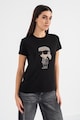 Karl Lagerfeld Тениска от органичен памук с декоративни камъни Ikonik 2.0 Жени