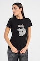Karl Lagerfeld Tricou de bumbac organic decorat cu strasuri Femei