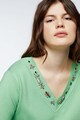 Fiorella Rubino V-nyakú pulóver strasszköves rátétekkel női
