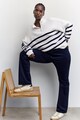 Mango Rizo csíkos pulóver cipzáros hasítékkal női