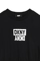 DKNY Tricou cu imprimeu logo si maneci liliac Fete