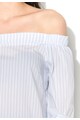 Closet LONDON Блуза в бяло и светлосиньо с голи рамене Жени