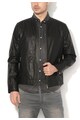 Jack & Jones Jacheta biker neagra de piele sintetica Joakim Barbati