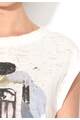 Sisley Tricou alb unt cu imprimeu Femei
