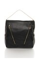 Zee Lane Collection Geanta hobo neagra de piele cu garnituri bej Femei