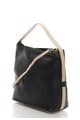 Zee Lane Collection Geanta hobo neagra de piele cu garnituri bej Femei