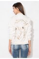 Zee Lane Denim Jacheta bomber alba cu broderii florale Femei