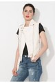 Zee Lane Denim Vesta biker alba de piele sintetica Femei