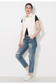 Zee Lane Denim Vesta biker alba de piele sintetica Femei