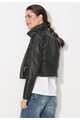 Zee Lane Denim Jacheta biker neagra cu insigne multicolore Femei