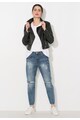 Zee Lane Denim Jacheta biker neagra cu insigne multicolore Femei