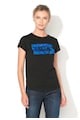 Sisley Tricou negru cu detaliu albastru Femei