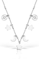 iNGRiKO Colier de argint placat cu rodiu si decorat cu pandantive multiple Femei