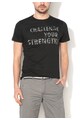 BLEND Tricou slim fit negru cu imprimeu text Barbati