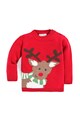 JoJo Maman Bebe Pulover rosu din amestec cu lana Reindeer Fete