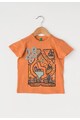 United Colors of Benetton Tricou oranj stins cu imprimeu frontal Baieti