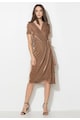 Zee Lane Collection Тъмнобежова кадифена рокля със застъпен дизайн Жени