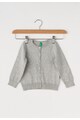 United Colors of Benetton Cardigan gri cu logo brodat Fete